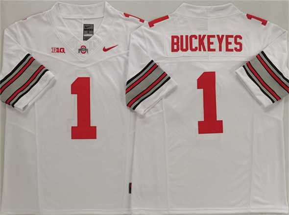 Men%27s Ohio State Buckeyes #1 Buckeyes White 2025 F.U.S.E. Limited Stitched Jersey